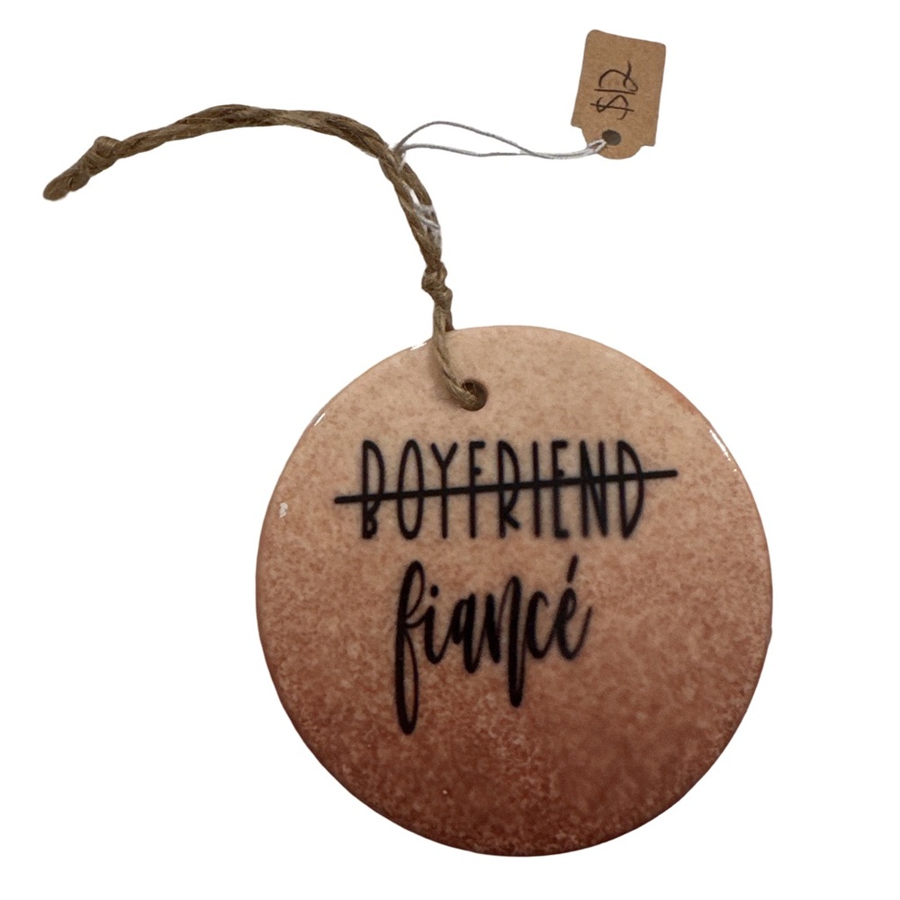 Fiancé Ceramic Ornament Neutral Round Holiday Keepsake Upgrade